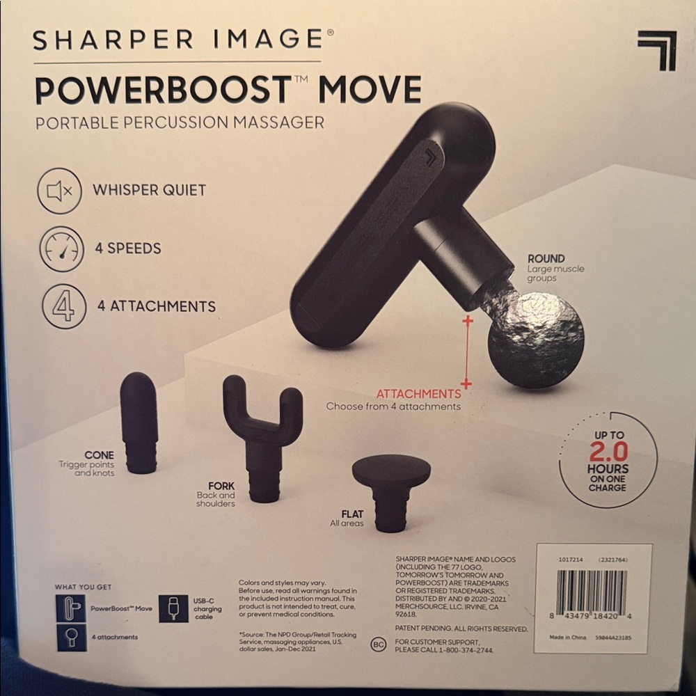 Sharper Image Powerboost Move Black Percussion Massager